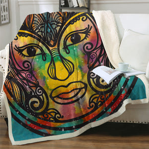 Hippie Face Sherpa Fleece Blanket