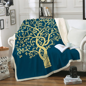 Boho Tree Sherpa Fleece Blanket - Beddingify