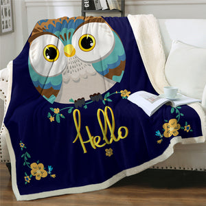 Cartoon Owl Sherpa Fleece Blanket