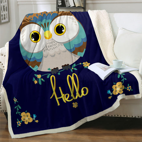 Image of Cartoon Owl Sherpa Fleece Blanket