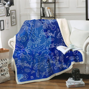 Marine Life Sherpa Fleece Blanket - Beddingify