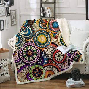 Boho Round Sherpa Fleece Blanket - Beddingify