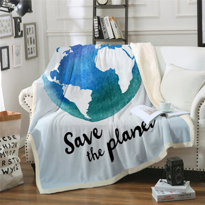 Save The Planet Sherpa Fleece Blanket - Beddingify