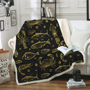 Black Sea Animal Sherpa Fleece Blanket - Beddingify