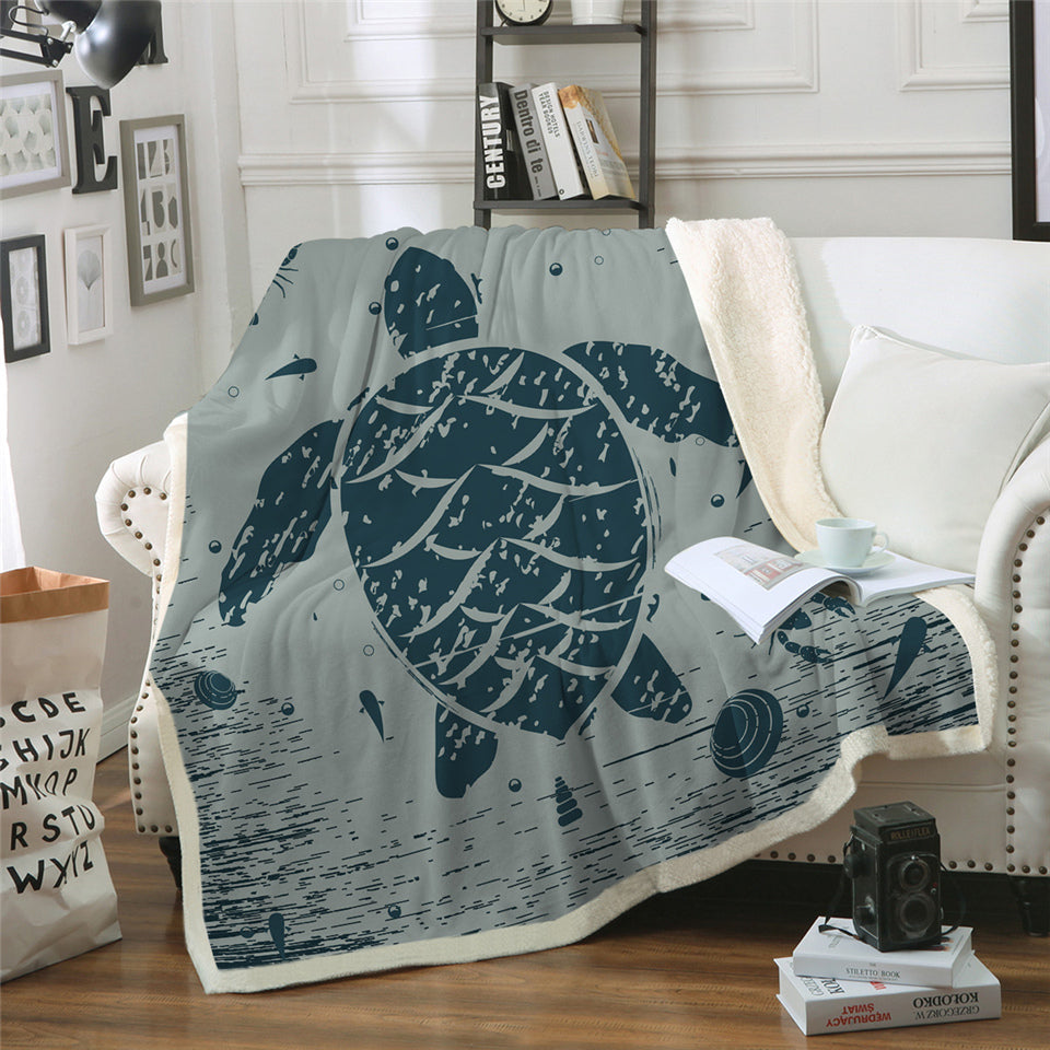 Grey Turtle Sherpa Fleece Blanket - Beddingify