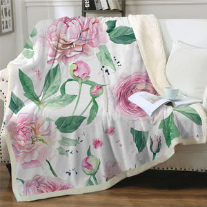 Pink Peony SWMT2398 Sherpa Fleece Blanket