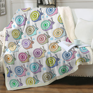 Kawaii Snail Sherpa Fleece Blanket