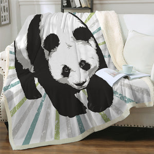 Kid Panda Themed Sherpa Fleece Blanket