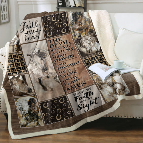 Image of Walk By Faith Not By Sight Horse Theme SWMT9802 Fleece Blanket