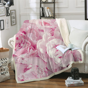 Pink Blossom Flowers Sherpa Fleece Blanket - Beddingify