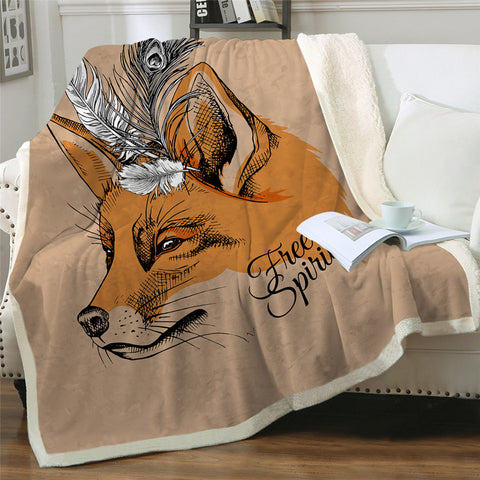 Image of Fox Themed Sherpa Fleece Blanket