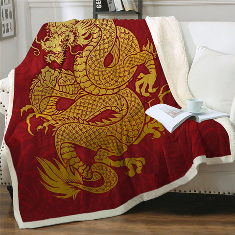 Image of Symbolic Dragon Sherpa Fleece Blanket