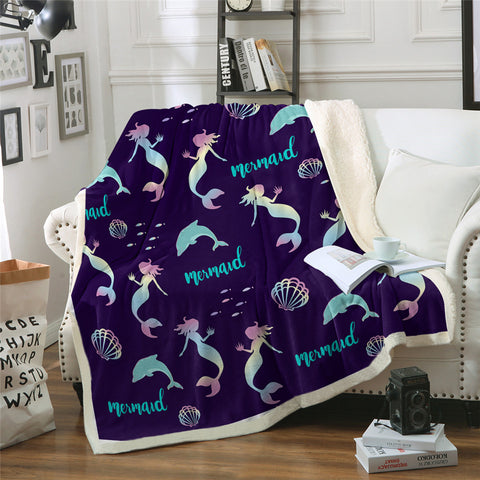 Image of Baby Mermaid Themed Sherpa Fleece Blanket - Beddingify