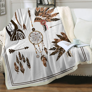 Native American Style Icons Sherpa Fleece Blanket