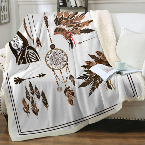 Image of Native American Style Icons Sherpa Fleece Blanket