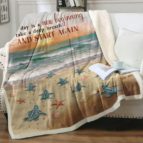 Image of New Beginning & Start Again - Sea Shore Theme SWMT9817 Fleece Blanket