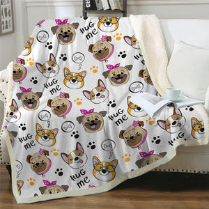 Dog Emoji Sherpa Fleece Blanket