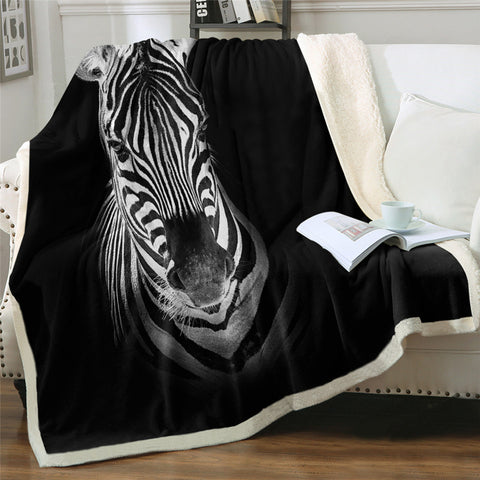 Image of B&W Zebra Mugshot Sherpa Fleece Blanket