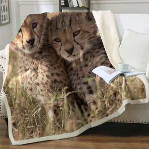 Kid Cheetah Themed SWMT2507 Sherpa Fleece Blanket