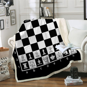 Chess Sherpa Fleece Blanket - Beddingify