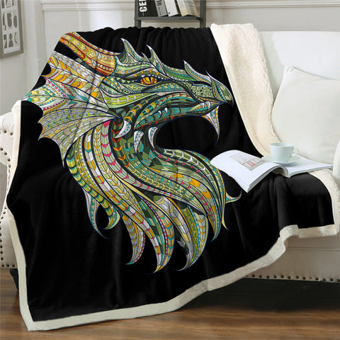 Image of Wyvern Black Sherpa Fleece Blanket