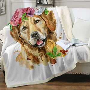 Flowers Dog Sherpa Fleece Blanket