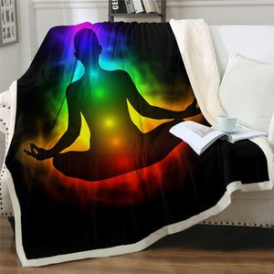 Chakra Themed Sherpa Fleece Blanket