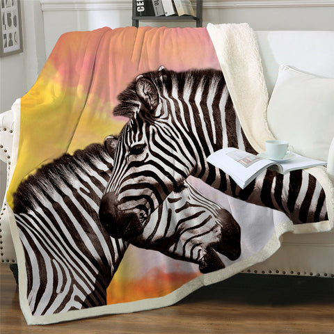 Image of Whispering Zebra Sherpa Fleece Blanket