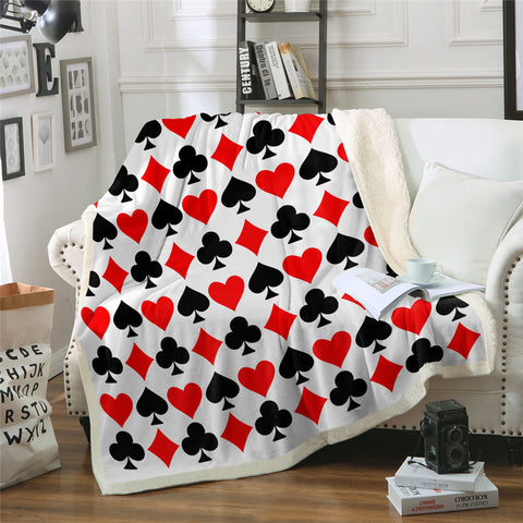 Image of Card Themed Sherpa Fleece Blanket - Beddingify