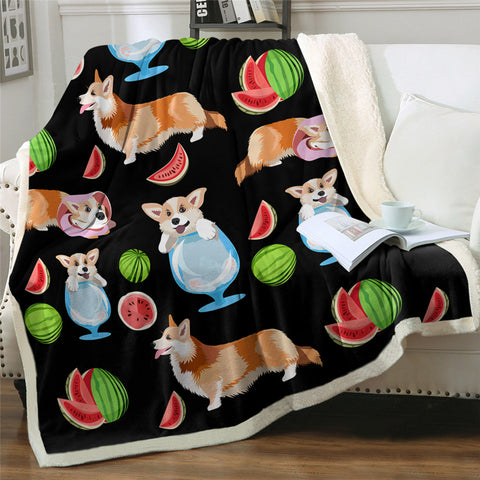 Image of Melon Dog Sherpa Fleece Blanket