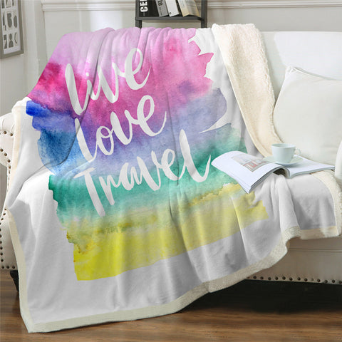 Image of Live Love Travel Sherpa Fleece Blanket