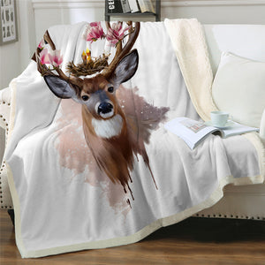 Flower Elk Sherpa Fleece Blanket