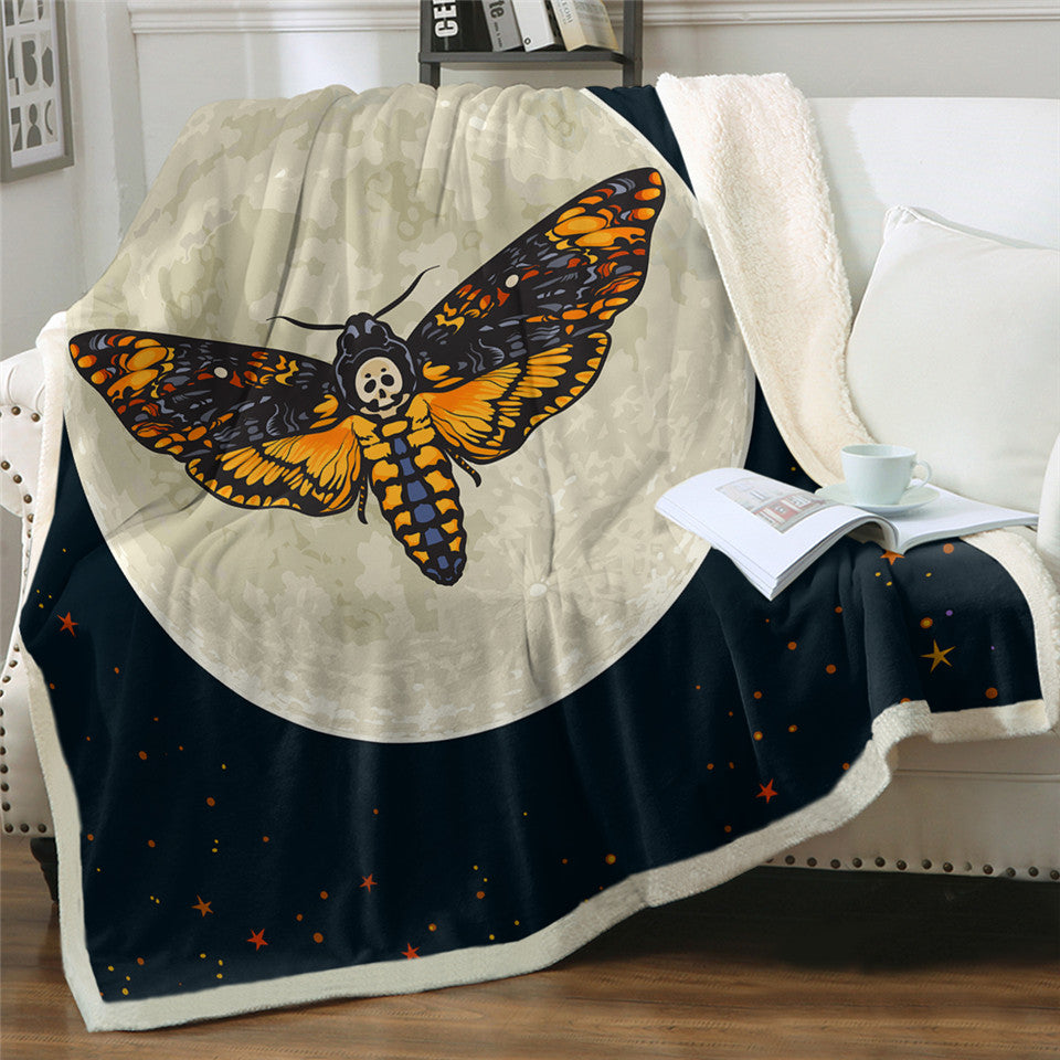 Moon Moth Sherpa Fleece Blanket