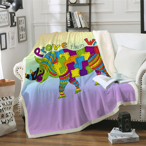 Image of Cartoon Rhino Sherpa Fleece Blanket - Beddingify