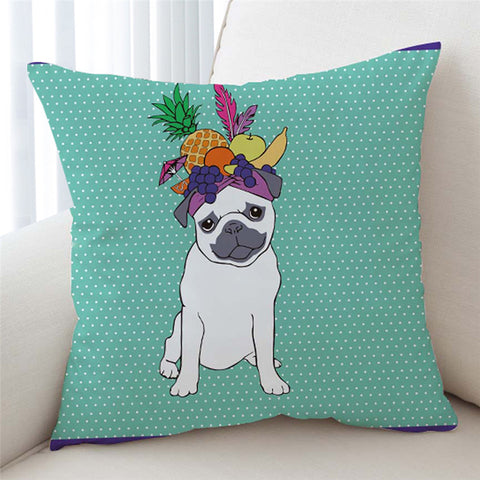 Image of Fruity Hat Pug Cushion Cover - Beddingify