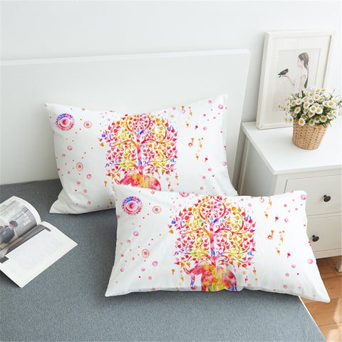 Image of Gaudy Tree Of Life White Pillowcase