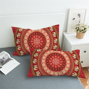 Warm Color Mandala Motif Pillowcase