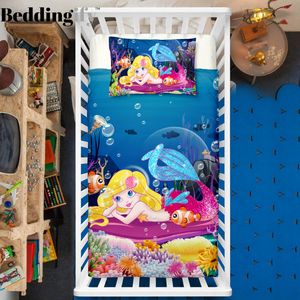 Blue Ocean Mermaid Crib Bedding Set - Beddingify