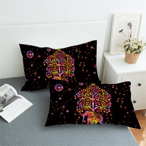 Gaudy Tree Of Life Black Pillowcase