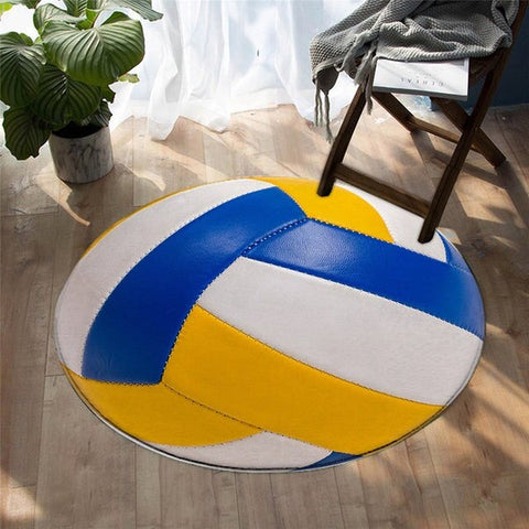 Image of Volleyball Sport Ball Area Rug Round Carpet