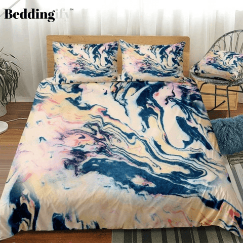 Image of Marble Red Black Abstract Art Bedding Set - Beddingify