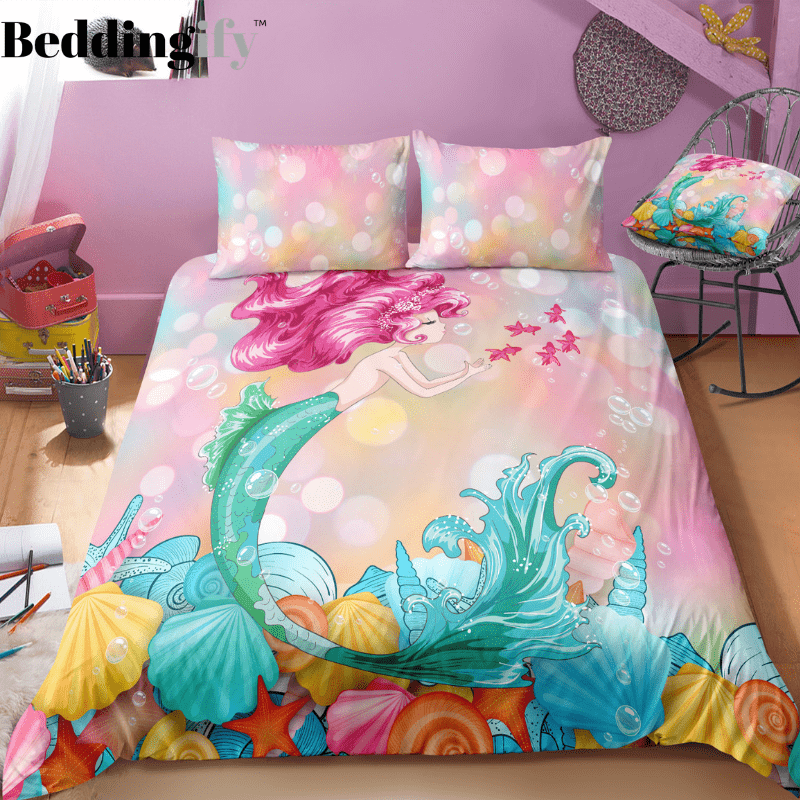 Pink Bubble Mermaid Bedding Set - Beddingify