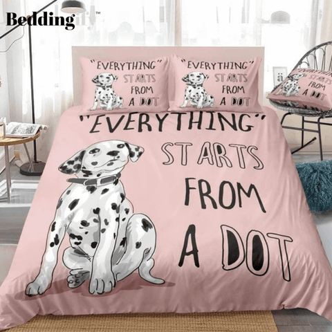 Image of Cartoon Dog Pink Bedding Set - Beddingify