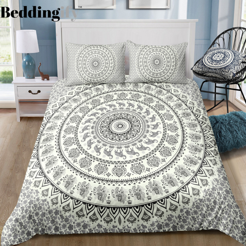 Image of Black White Mandala Pattern Bedding Set - Beddingify
