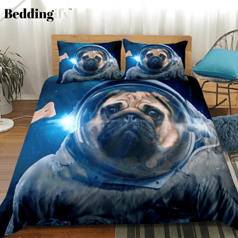 Image of 3D Space Pug Bedding Set - Beddingify