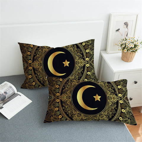 Image of Moon&Star Mandala Motif Pillowcase