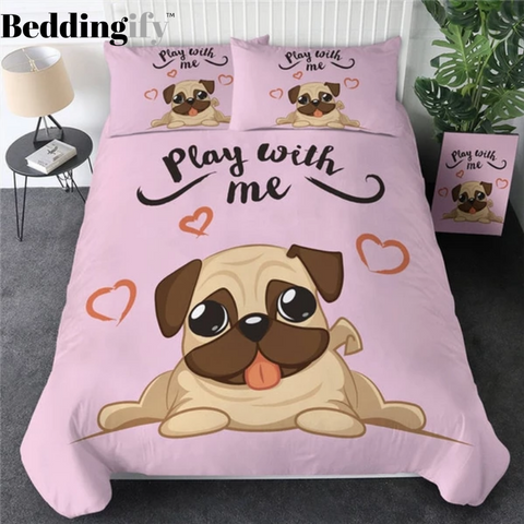 Image of Puppy Pug Comforter Set - Beddingify