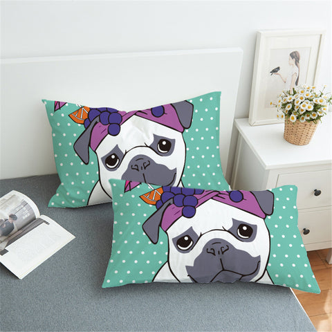 Image of Fruit Hat Pug Pillowcase