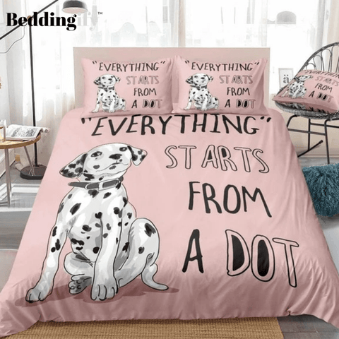 Image of Cartoon Dog Pink Comforter Set - Beddingify