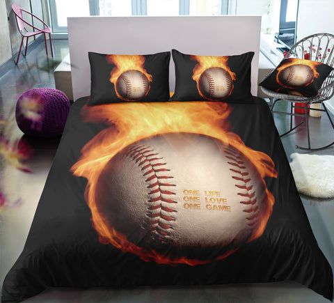 Image of Black Flame Baseball Bedding Set - Beddingify